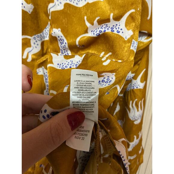 BP. Satin Pajama Top Only Size 1X  - Brown Buckthorn Wild Cats Print - Picture 8 of 8
